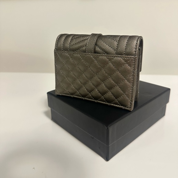 YSL Small Envelope Grained Leather Wallet in Rustic Gold - Picture 3 of 7